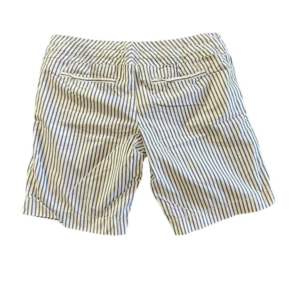 Striped Cotton Women’s Shorts - Blue & White - Picture 4 of 4